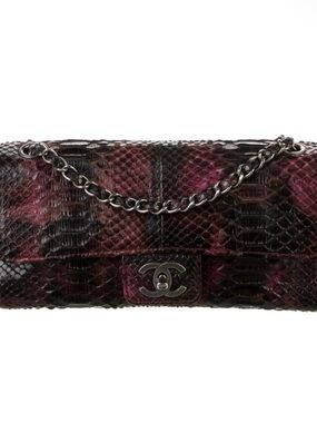 ISO CHANEL Burgundy-Purple Python Flap Shoulder Bag with Chain (DO NOT BUY)